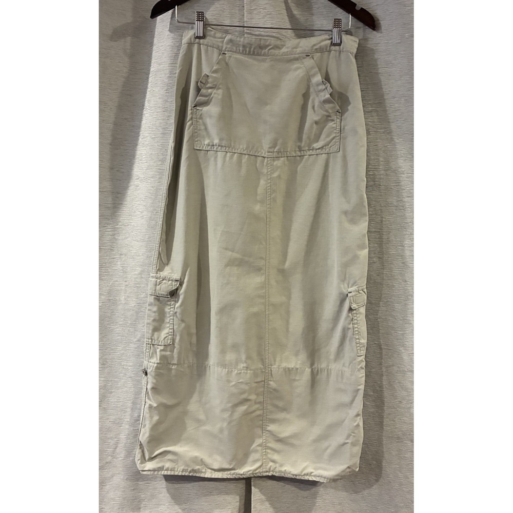 Mavi Y2K Nylon Parachute Cargo Skirt Techwear Utility Multi Pocket Tan Sz XS